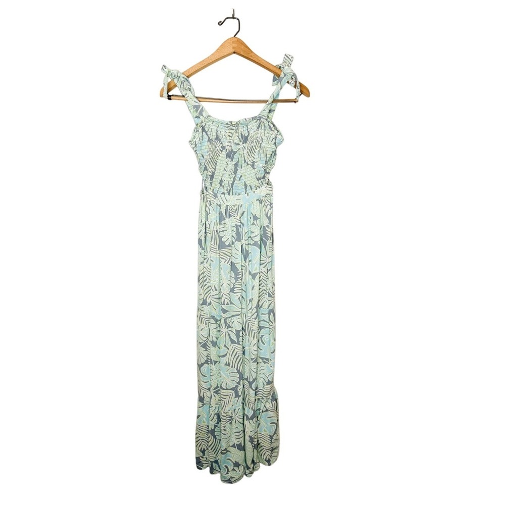 Sincerely Jules Tropical Palm Print Sleeveless Cutout Tiered Midi Dress Small S